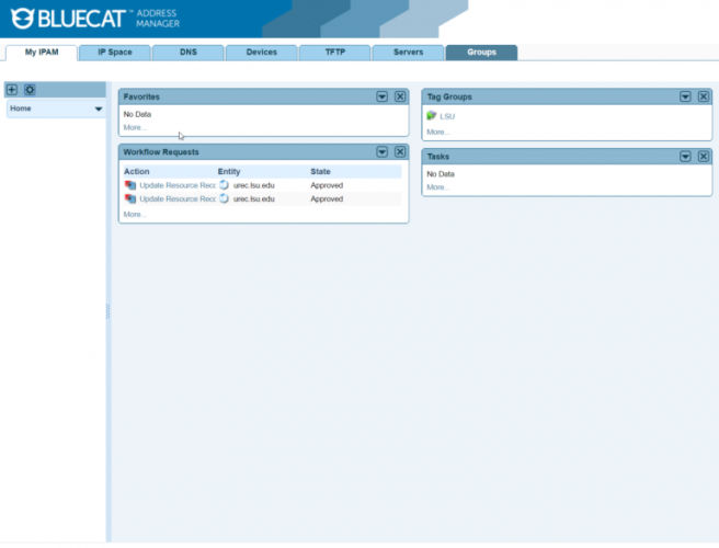 BlueCat IPAM dashboard BlueCat IPAM dashboard