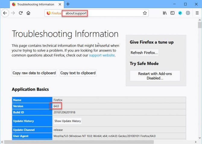 Check What Version Of Firefox Do You Have Installed On Your System 5 About Support troubleshooting information version and build number of Firefox