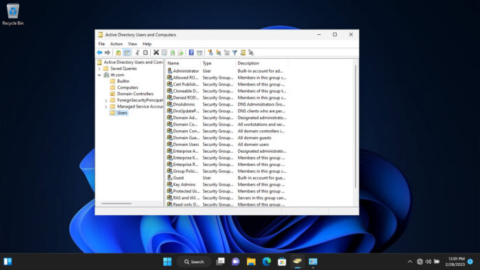 How To Install & Use Active Directory Users And Computers (DSA.msc) Snap-In On Windows 11/10 12 Active Directory Users and Computers snap in successfully conected to Domain Controller