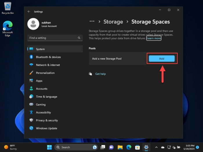 Add a new storage pool