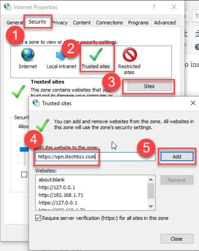 Adding Cisco VPN URL to trusted sites in Internet Options Adding Cisco VPN URL to trusted sites in Internet Options