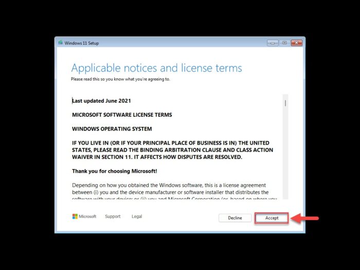 Agree to licensing terms