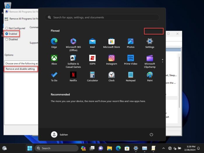 All apps button is removed