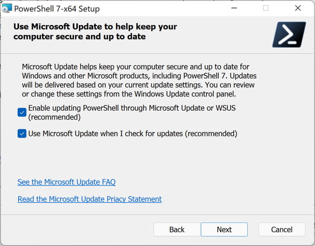 Download PowerShell 7.2 Stable Offline Installers 1 Auto update PowerShell using Windows Updates