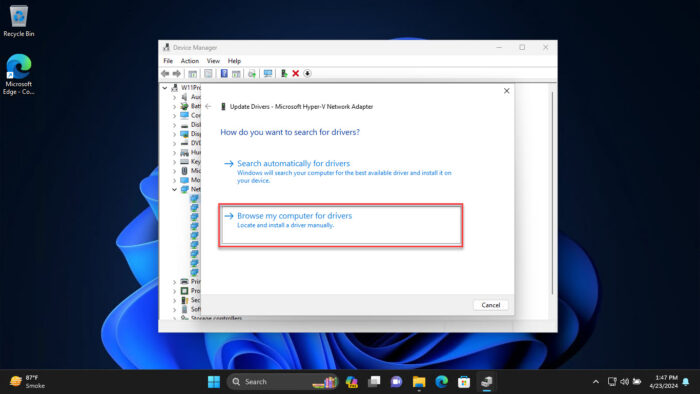Browse computer for drivers