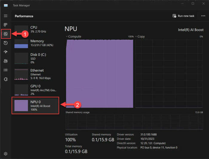 Check if system has NPU from Task Manager