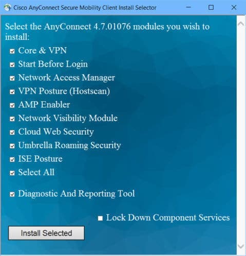 Cisco AnyConnect Secure Mobility Client Install Selector Cisco AnyConnect Secure Mobility Client Install Selector