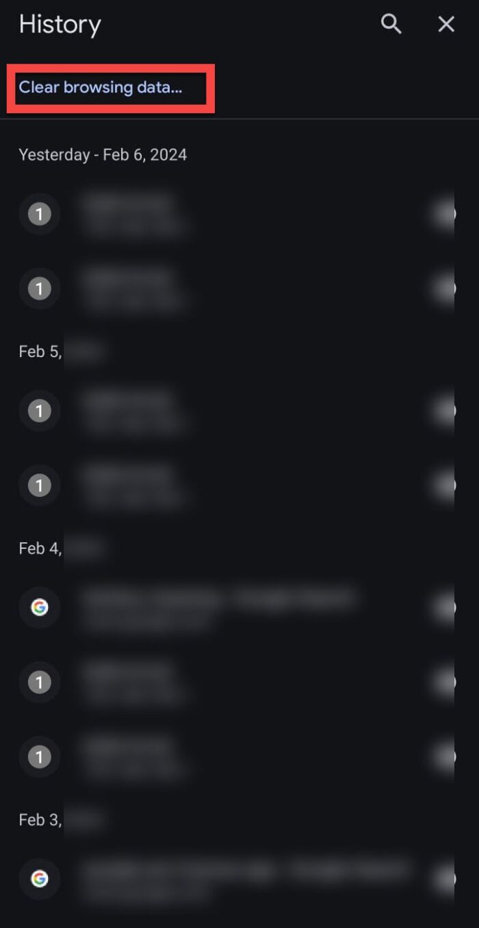 Clear browsing history