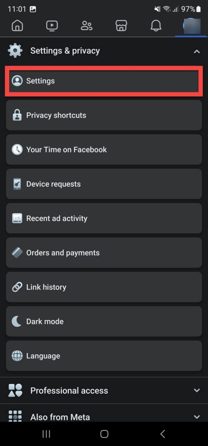 Click Settings