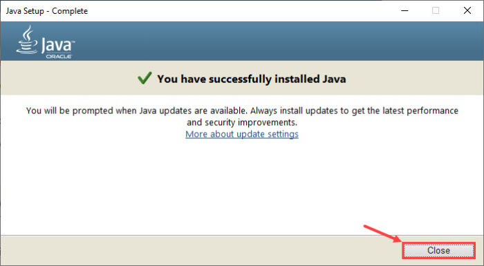 Download and Install Java 8 Update 291 6 close 2