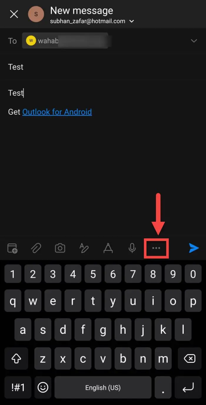 Compose email and click 3 dots