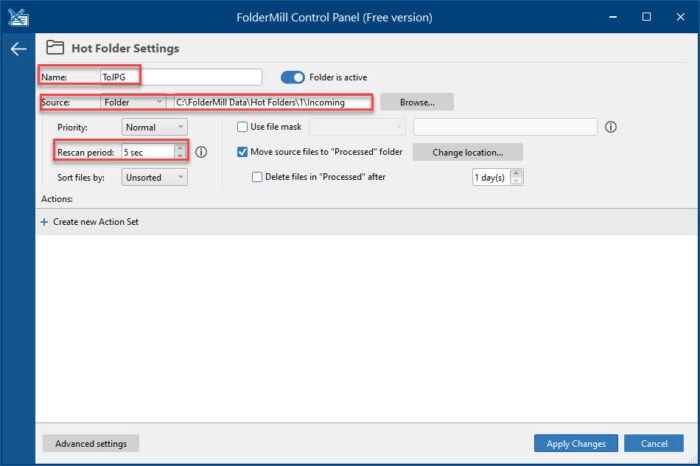 Configure the folder properties 1