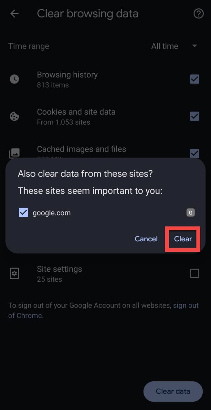 Confirm history deletion