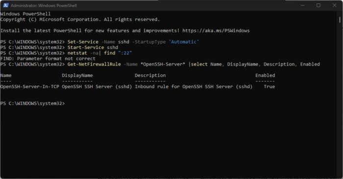 Confirm rules for SSH server connecton