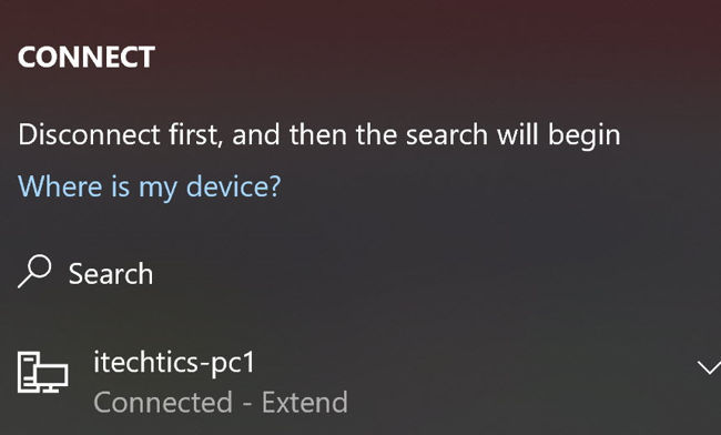 Connect discovered the wireless display device