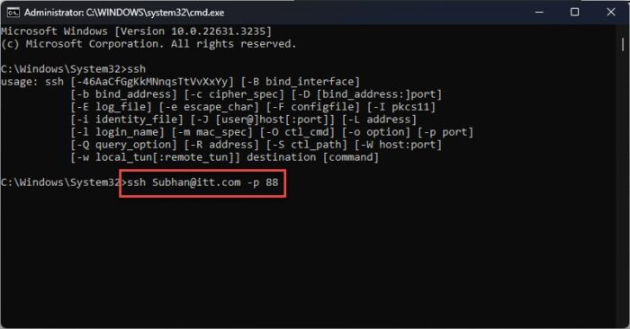 How To Install The OpenSSH Client On Windows 7 Connect to remote PC using SSH using specific port
