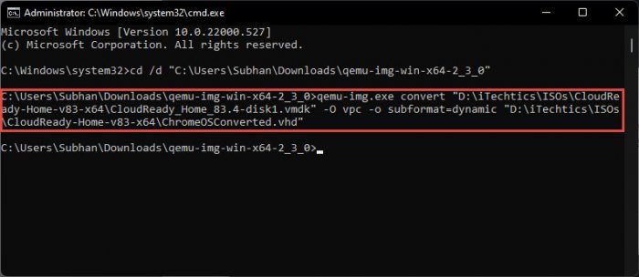 Convert VMDK file to VHD with Qemu