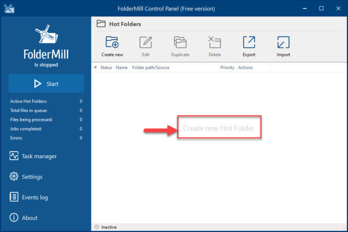 Create a Hot Folder