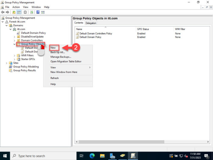 Create a new GPO 1