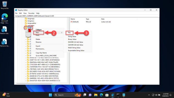 Create a new key under CLSID