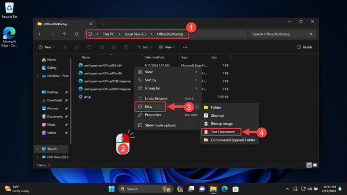 Create a new text document