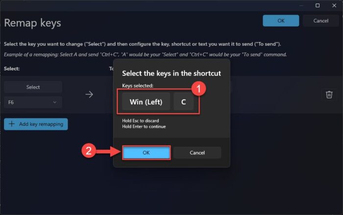 Define the current Copilot shortcut keys