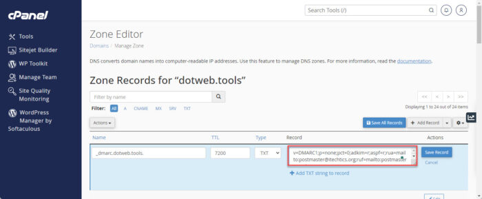 Define the DMARC record