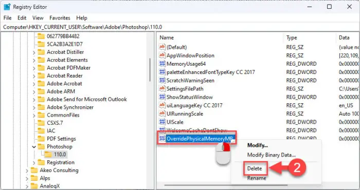 Delete OverridePhysicalMemoryMB Registry key