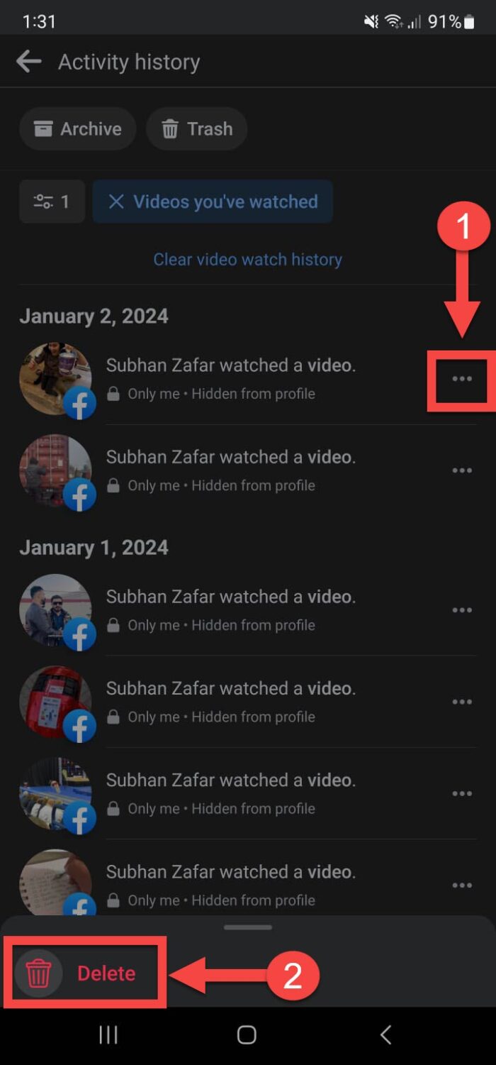 How To Find Recently Watched Videos On Facebook For Desktop, Android, iOS 15 Delete specific video from Facebook activity log on phone