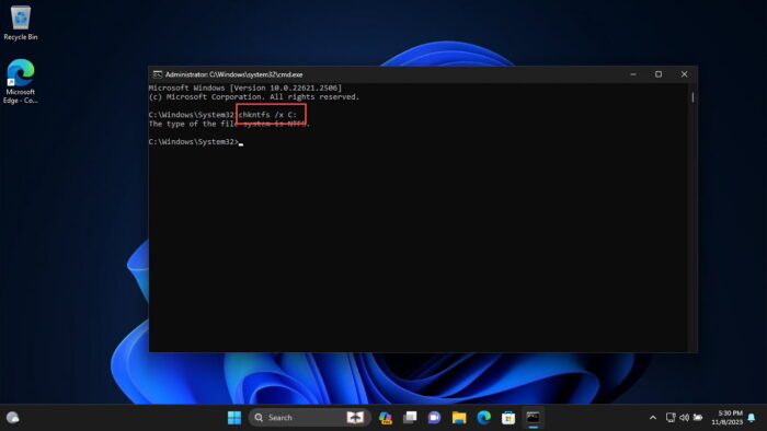 Disable automatic disk check at startup