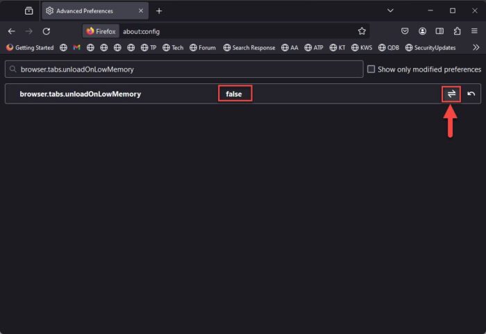 Disable Tab Unloading in Firefox