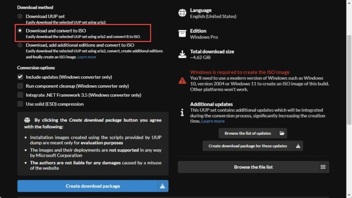 Download and convert to ISO