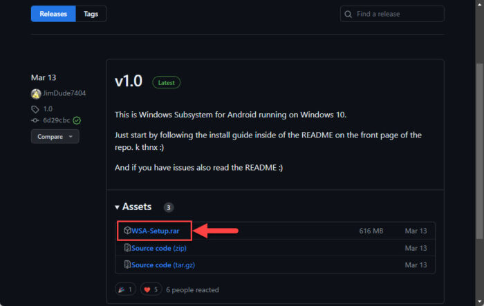 Download WSA Setup file