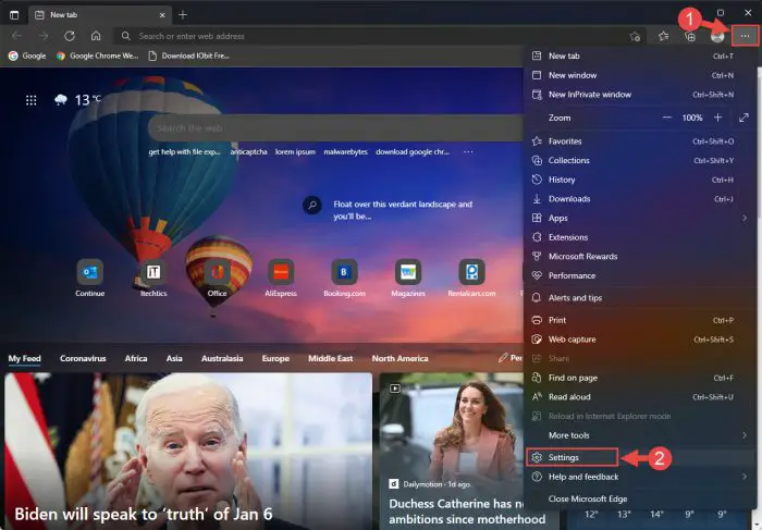edge settings