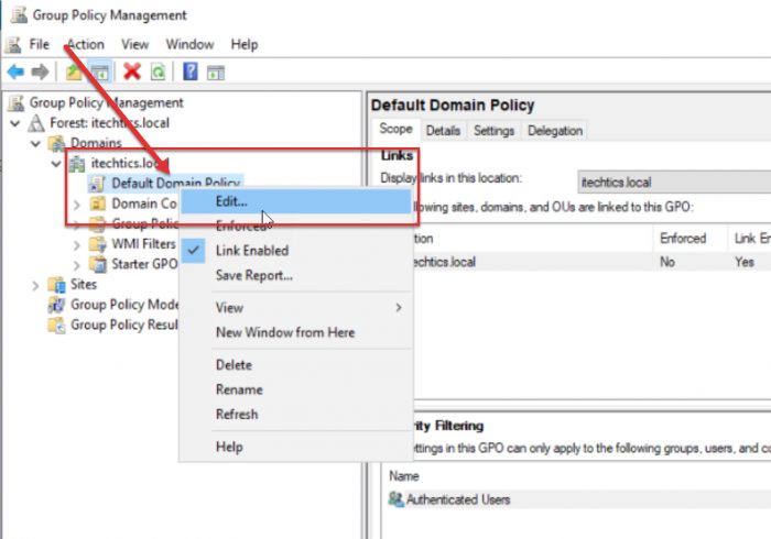 Edit Default Domain Policy