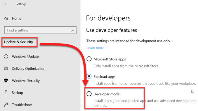Enable developer mode Enable developer mode