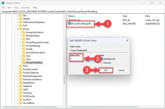 Enable or disable CPU throttling from Windows Registry