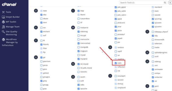 Enable Redis in cPanel