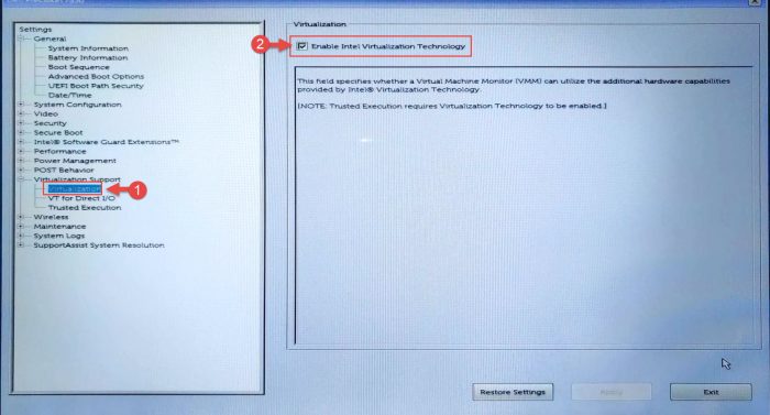 Enable virtualization from BIOS 1