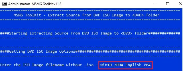 enter iso name