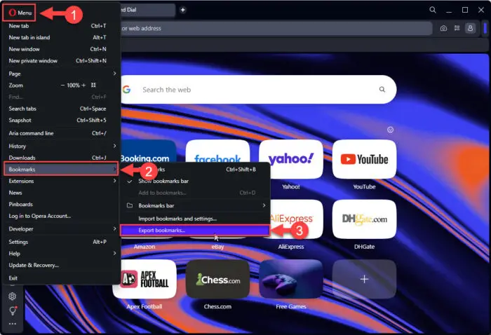 Export bookmarks in Opera