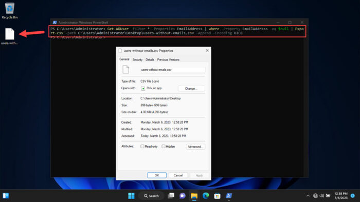 Export user information without email addresses to CSV file