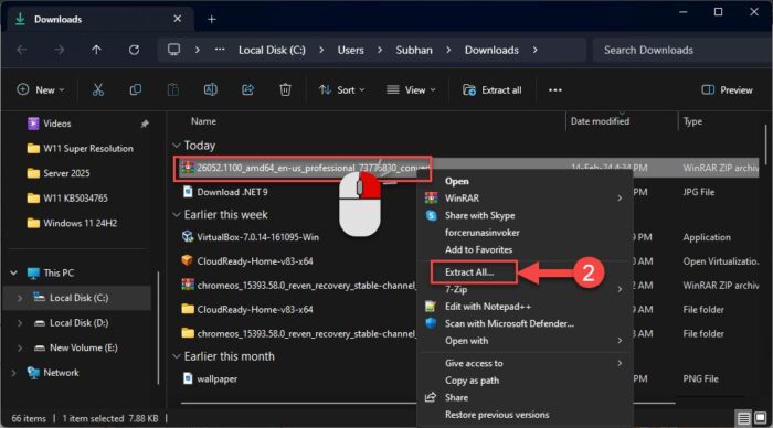 Extract downloaded file