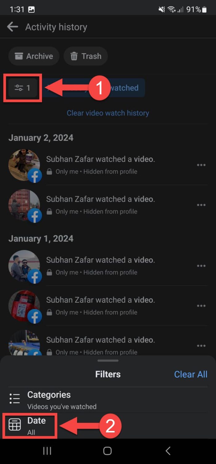 How To Find Recently Watched Videos On Facebook For Desktop, Android, iOS 14 Filter activity log for watched videos using date