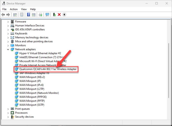 Find supported Wi-Fi standard from Device Manager