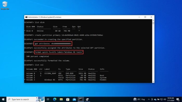 Format the partition drive
