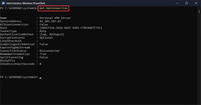 How To Add, Manage VPN Connection In Windows Using PowerShell 3 Get details on all VPN connections on current user using PowerShell