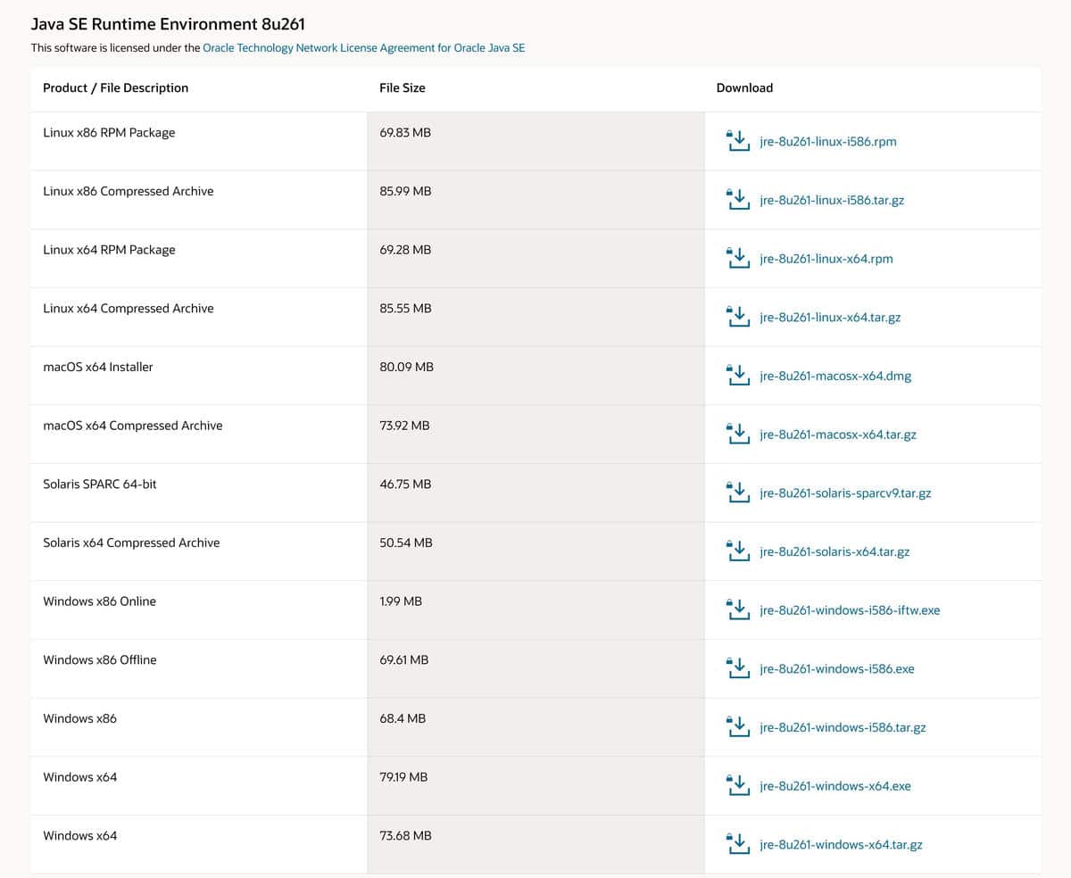 Java 8 Update 261 download