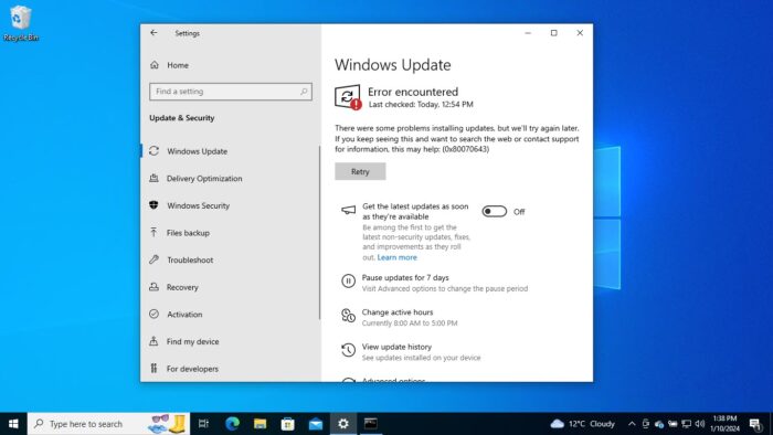 Microsoft Patches BitLocker Bypass Vulnerability With KB5034441 For Windows 10; Fails To Install With Error Code 0x80070643 1 KB5034441 failed to install 0x80070643 1
