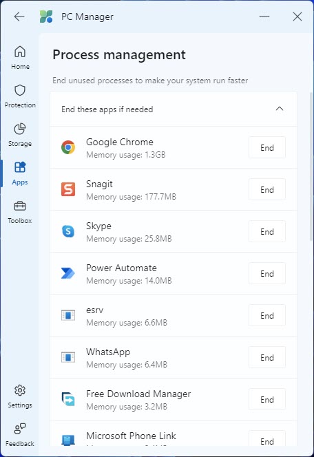 Microsoft Makes PC Manager Generally Available For PC Health Monitoring And Performance Optimizations 6 Managed processes